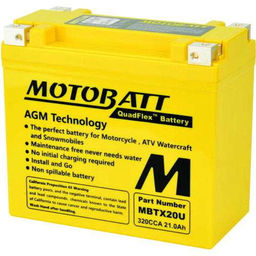 MBTX20U : Motobatt 12V 335CCA 22.5AH Powersport Battery