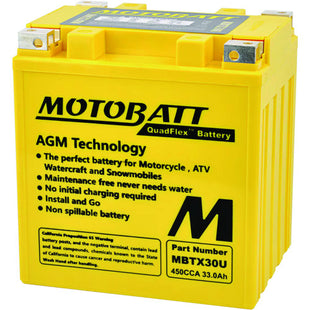 MBTX30U : Motobatt 12V 450CCA 33AH Powersport Battery
